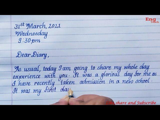 Diary entry | Diary entry format | Diary writing | writing | English writing | Handwriting |EngTeach