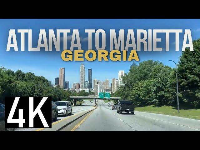 Road Tour from Atlanta, GA to Marietta, GA in 4K - Driving Atlanta & Marietta - Best Places to Live