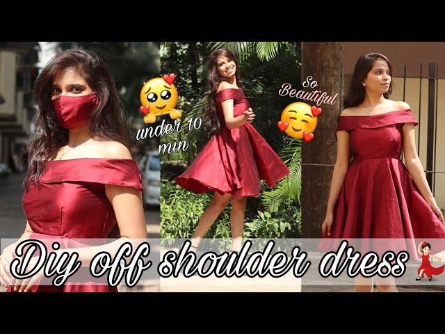 DIY:OFF-SHOULDER DRESS easy method under 10 min| Cutting & stitching| DREAM Episode 29|Dream Patel!