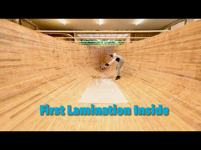 Laminating The First Layer Inside The Hull - Ep. 400 RAN Sailing