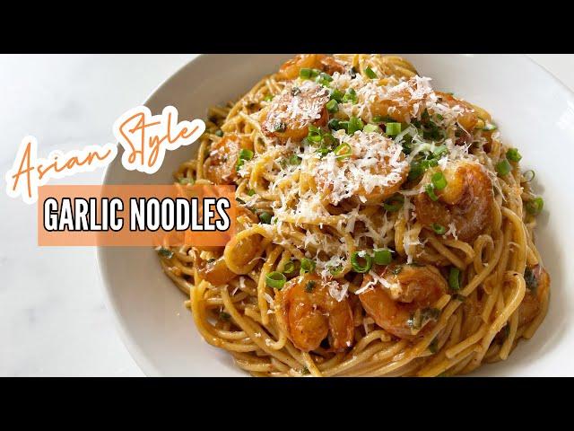 Asian Style Garlic Noodles with Shrimp