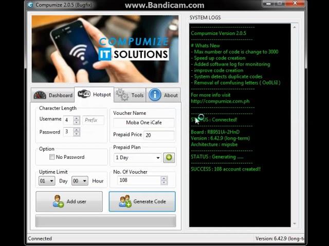 Mikrotik Hotspot Voucher Code Generator by Compumize