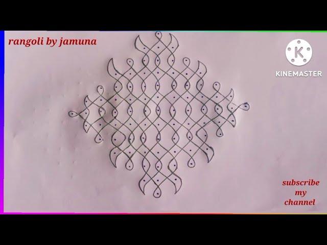 melikala muggulu/13*1 dots rangoli/chukkala muggu/rangoli by jamuna