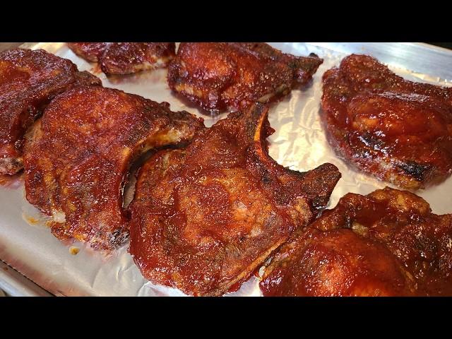 Oven Baked Honey Barbecue Pork Chops | Made with a homemade honey barbecue sauce