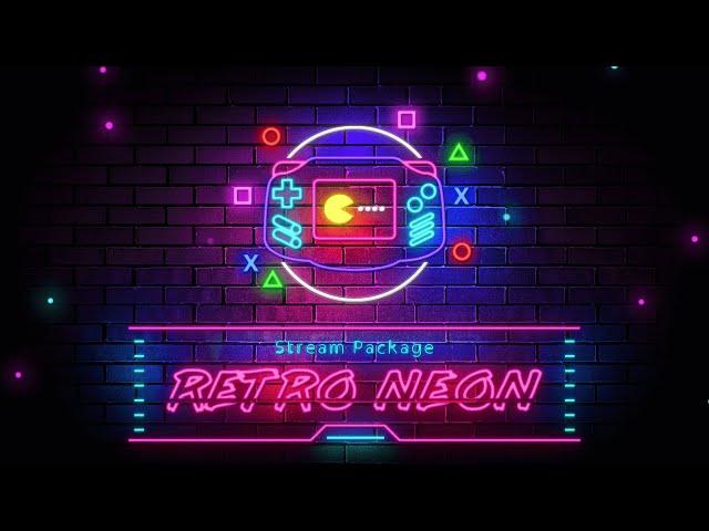 Retro Neon Twitch Overlay Package | Animated Stream Pack