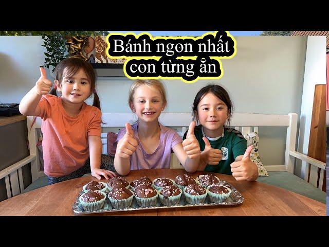 631 | Julia cùng bạn học trổ tài làm bánh muffin sô cô la siêu ngon | Anh Thư family