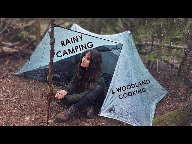 Rainy Tent Camping & Cook Tikka Baps in the Woods