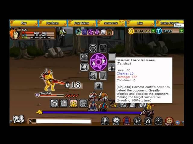Ninja Saga 1v1 PVP Rufio vs Uchiha Kenryu with commentary