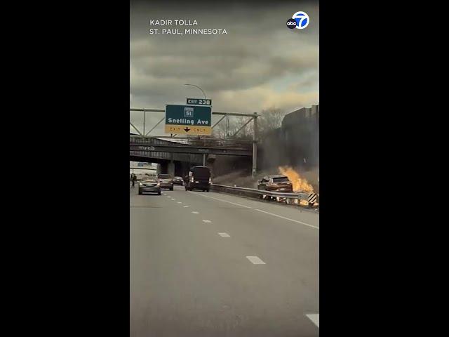 Good Samaritans rush to rescue driver from fiery crash