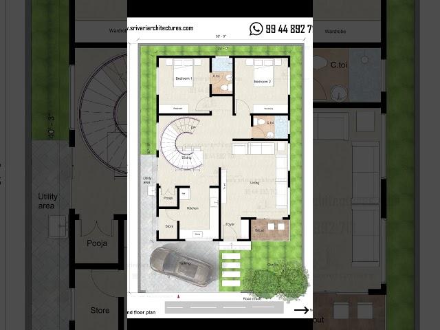 36' x 54' East facing floor plan
