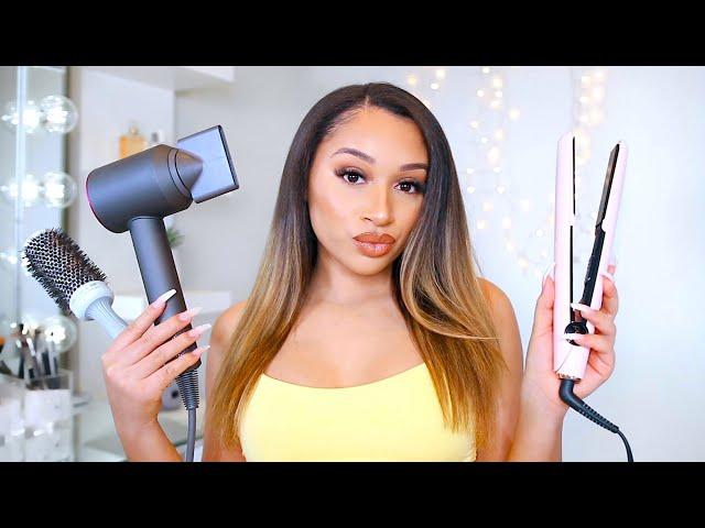 My Curly to Straight Hair Routine!