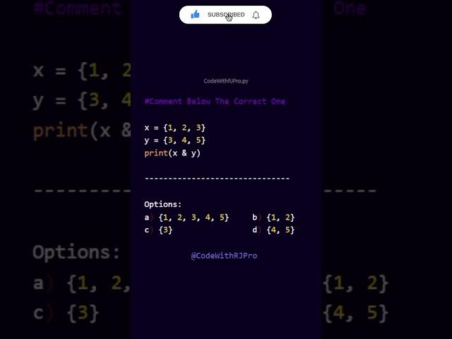 Python Set Intersection Challenge: What's the Output? | CodeWithRJPro #codingchallenges #coding