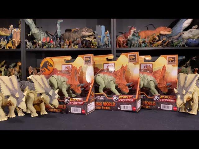 Jurassic World Chaos Theory Epic Evolution Strike Attack Chasmosaurus Herd Unboxing