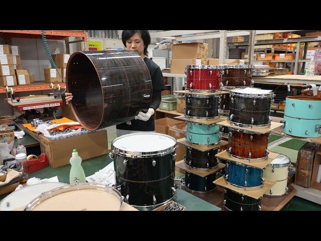 The process of making drums. A wonderful drum manufacturing factory made by Japanese craftsmen.