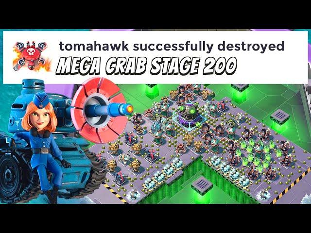 stage 200 MEGA CRAB killed  Lazortrons/Bullit // BOOM BEACH attack strategy/gameplay