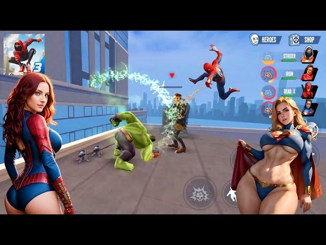 Spiderman, Captain Amerika, Hulk, Ironman, Avengers, Superhero Vs Criminal BANK || Spider Fighter 3