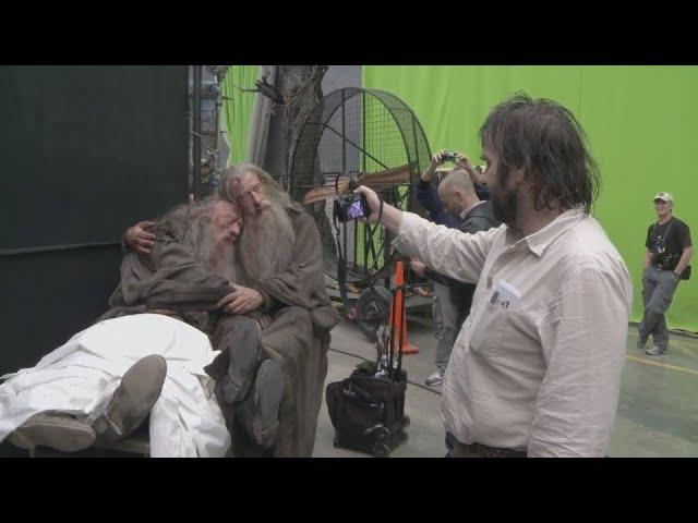 Michael Gambon on set of The Hobbit