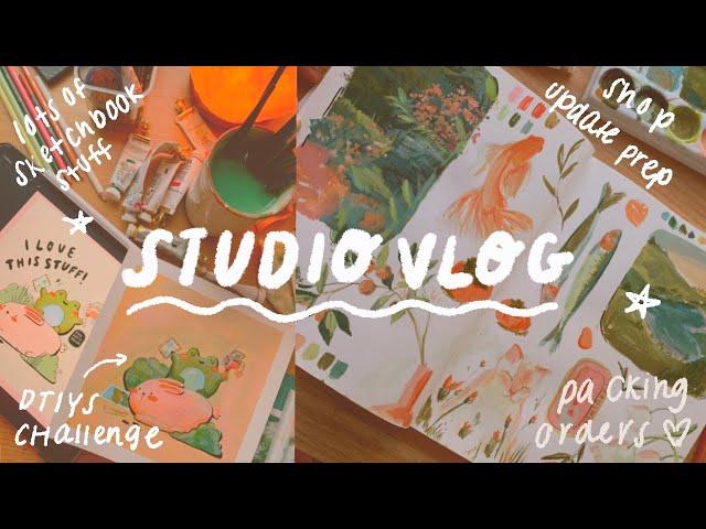 Artist Studio Vlog  Lots of Painting, Packing Orders, Shop Update Prep !!