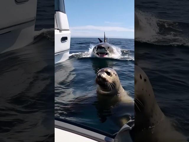 7-Second Terror! Shark Appears Behind Sunbathing Seal ️#oceandanger #scarymoments