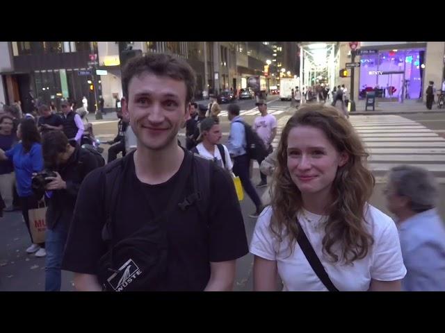 German Couple Visiting NYC React to Trump Protest