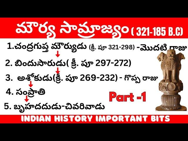 మౌర్య సామ్రాజ్యం / Mauryan Empire Indian history Bits in Telugu/telugu share knowledge