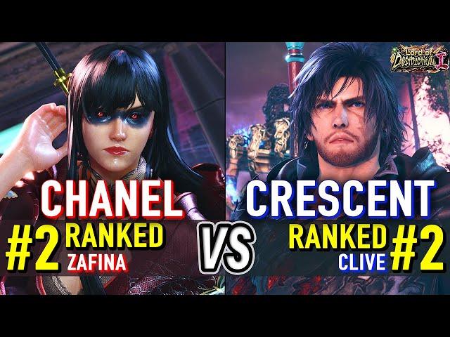 T8  CHANEL (#2 Ranked Zafina) vs CRESCENT (#2 Ranked Clive)  Tekken 8 High Level Gameplay
