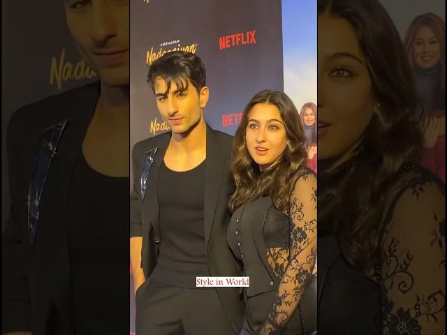 Sara Ali Khan with her brother, Ibrahim Ali Khan Arrives for screening of movie, 'Nadaaniyan'