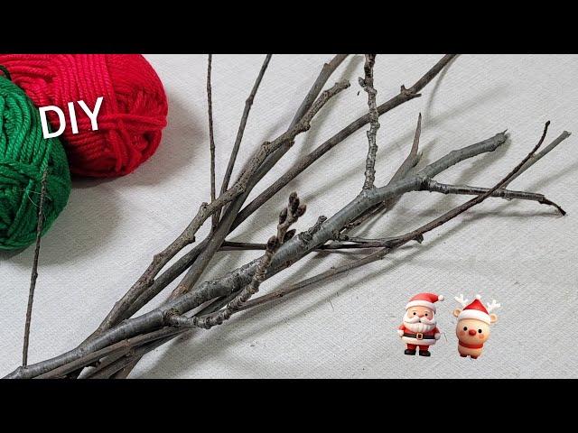 So Beautiful ! Christmas decoration idea with tree branch and yarn - Recycle crafts - Tips & hacks