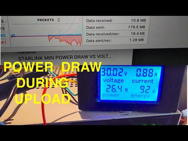 STARLINK MINI Test Power 24 Watts @ 30VDC uploading  Kikusui PAN