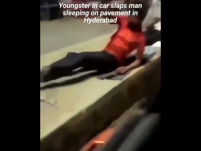 Video of youngster slapping a man from car || Hyderabadi youngster misbehavior || #viral