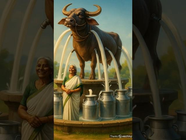 Grandmother buffalo sells milk and buys bananas  #ai​ #cow​
