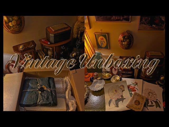 Vintage ASMR Unboxing 빈티지언박싱  오늘의빈티지 : 프랑스앤틱 북커버, 빈티지플라워페이퍼 ( 빈티지지류 )