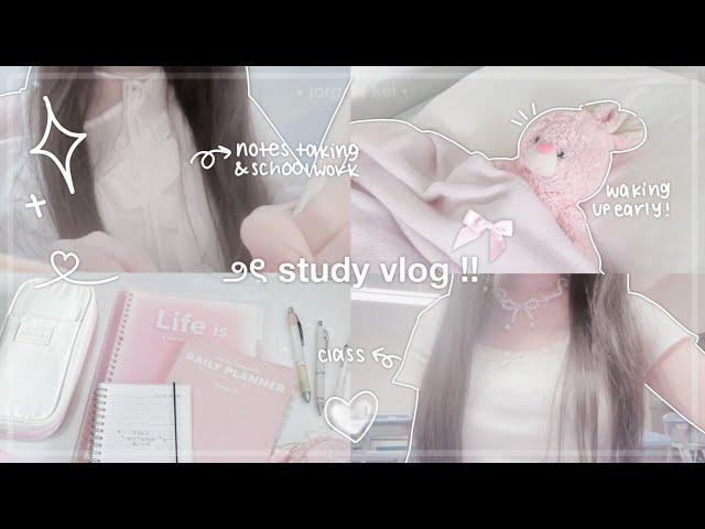 STUDY VLOG ep. 1  | note taking, grwm, doing school work, school vlog, unboxing/haul | jorginakei