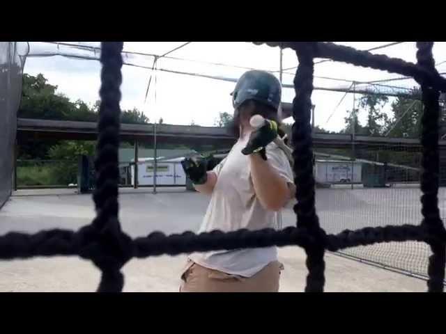 Hitting left handed at the cage
