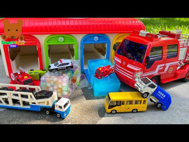 Working Cars are in Ice! Fire Truck Saves the Cars【Kuma's Bear Kids】