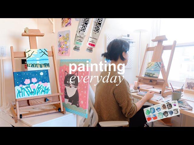 Painting Everyday For A Week ‍ artist studio vlog