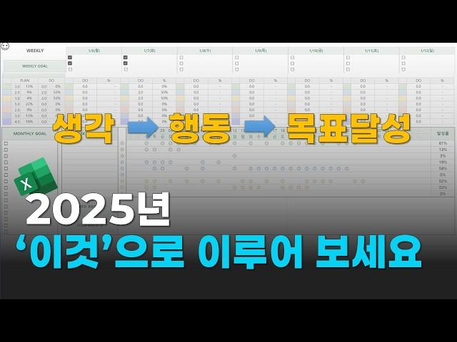 2025년 시간관리와 목표달성을 위한 엑셀 플래너. 계획이 실천이 안되시는 분 엑셀 플래너로 시작해보세요