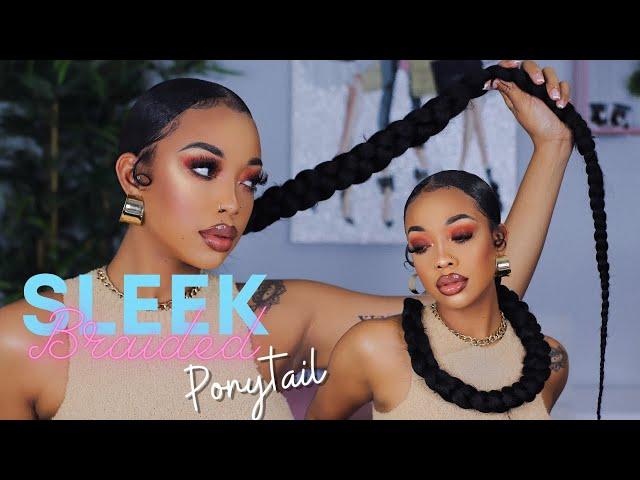 $5 SLEEK EXTRA LONG BRAIDED PONYTAIL on Natural Hair -  GOT2B Freeze Spray Only