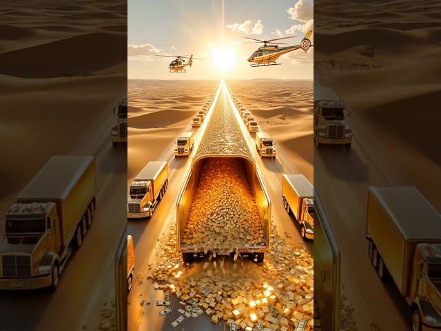 Gold Truck Spills Coins on Street — Chaos Unleashed! #GoldTruck #WealthRush #GoldenChaos