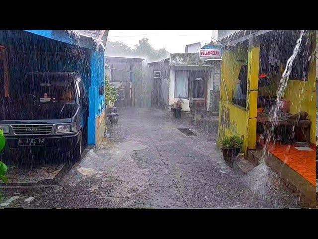 Walk in heavy rain on the outskirts of the village | The Atmosphere feels fresh.