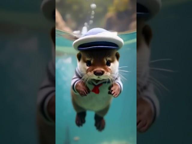 WOW!!! Baby Otter's Adorable Dive! #zoo #cuteanimals #funny