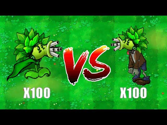 100 Plants Vs 100 Wild Gatling Zombies, Firepower Showdown! Plants vs Zombies Hybrid Challenge