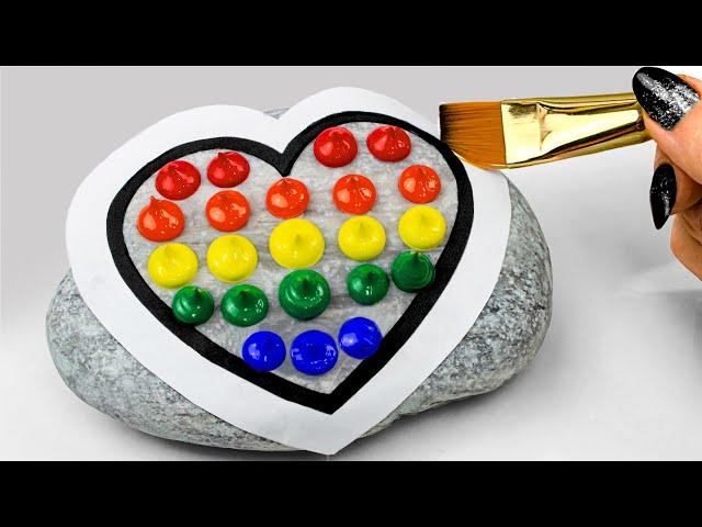 LOVE YOU ｜Easy Stone Painting｜Satisfying Acrylic Painting on Rocks