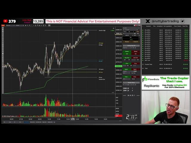 **LIVE** DAY TRADING - COPY TRADING 15 APEX FUNDED ACCOUNT - CODE NBT