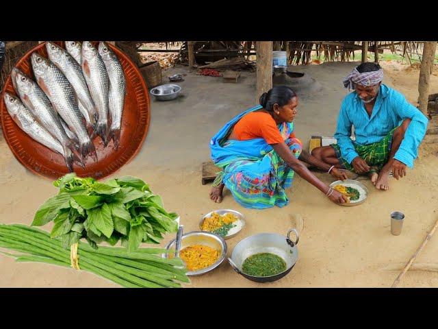 small fish curry and jute leaves curry recipe served by our santali tribe grandmaa