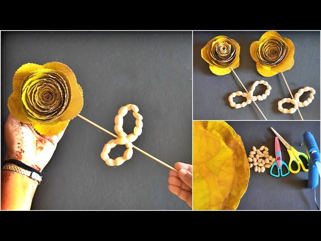 Paper Plate Crafts | DIY Reuse Ideas | Best Out of Waste | Home Decoration Ideas|flower sticks ideas
