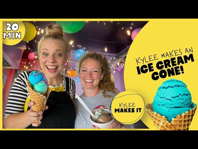 Kylee Makes an Ice Cream Cone | Tour an Ice Cream Shop & Make a Waffle Cone!