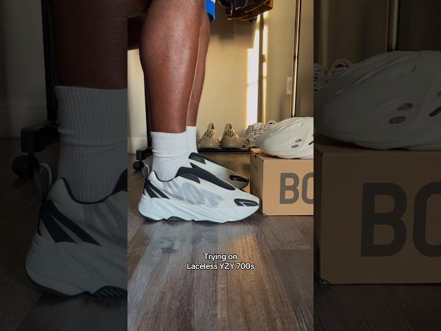 I TRIED ON THE LACELESS YEEZY 700 MNVN ANALOG!  #yeezy #adidas #sneakers #pov #onfeet #tryon #yzy