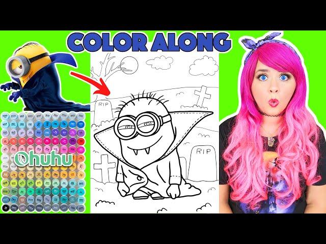 Color Minions Halloween Vampire With Me | COLOR ALONG WITH KIMMI