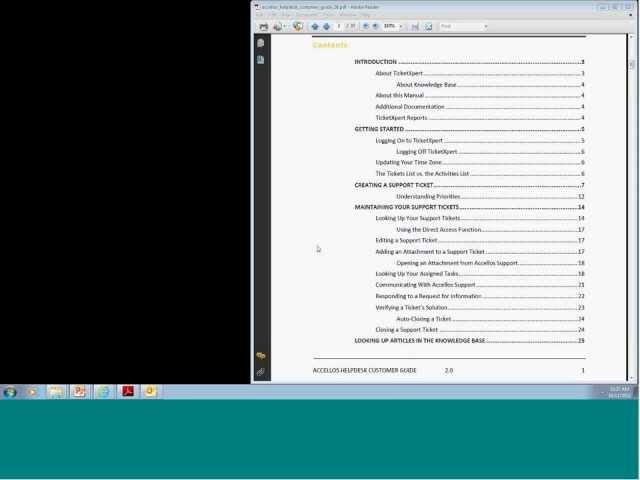 Accellos PTS Helpdesk Tutorial 1 - Overview
